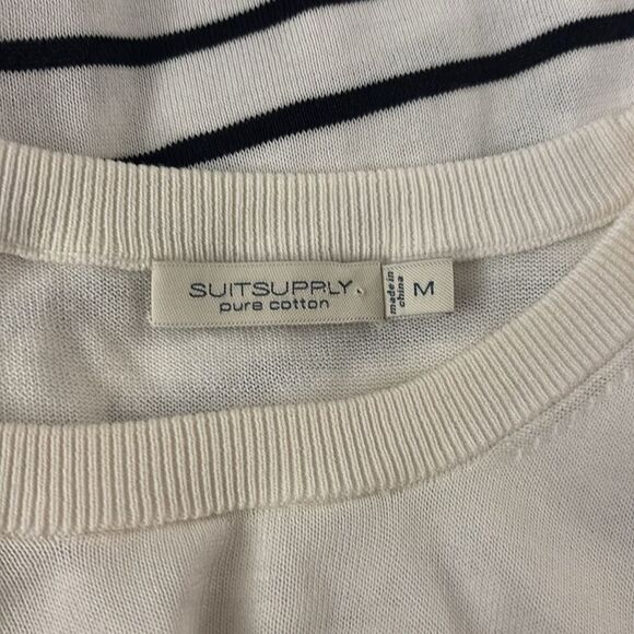Suitsupply pure cotton Black and White Striped Sweater, M - Picture 7 of 8